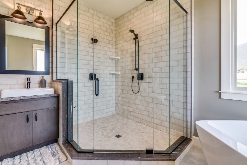 Glass-Enclosed Shower with Frameless Design